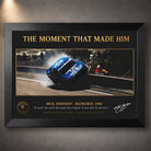 Black framed Johnson Bathurst 1980 wall art celebrating a raw Australian motorsport moment for racing collectors.