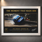 White framed Johnson Bathurst 1980 wall art celebrating a legendary moment in Australian motor racing history.