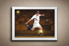 Limited edition Jonny Wilkinson framed sports memorabilia with white frame, iconic wall art for English man cave décor.