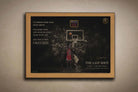 Limited edition Michael Jordan wall art in an oak frame, showcasing his iconic last shot — the ultimate framed sports memorabilia for collectors and man caves.