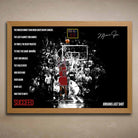 Limited edition Michael Jordan wall art in an oak frame, showcasing his iconic last shot — the ultimate framed sports memorabilia for collectors and man caves.