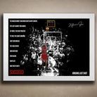 Premium framed sports art of Michael Jordan’s last shot in a sleek white frame — a must-have piece of limited edition sports prints for man cave wall décor.