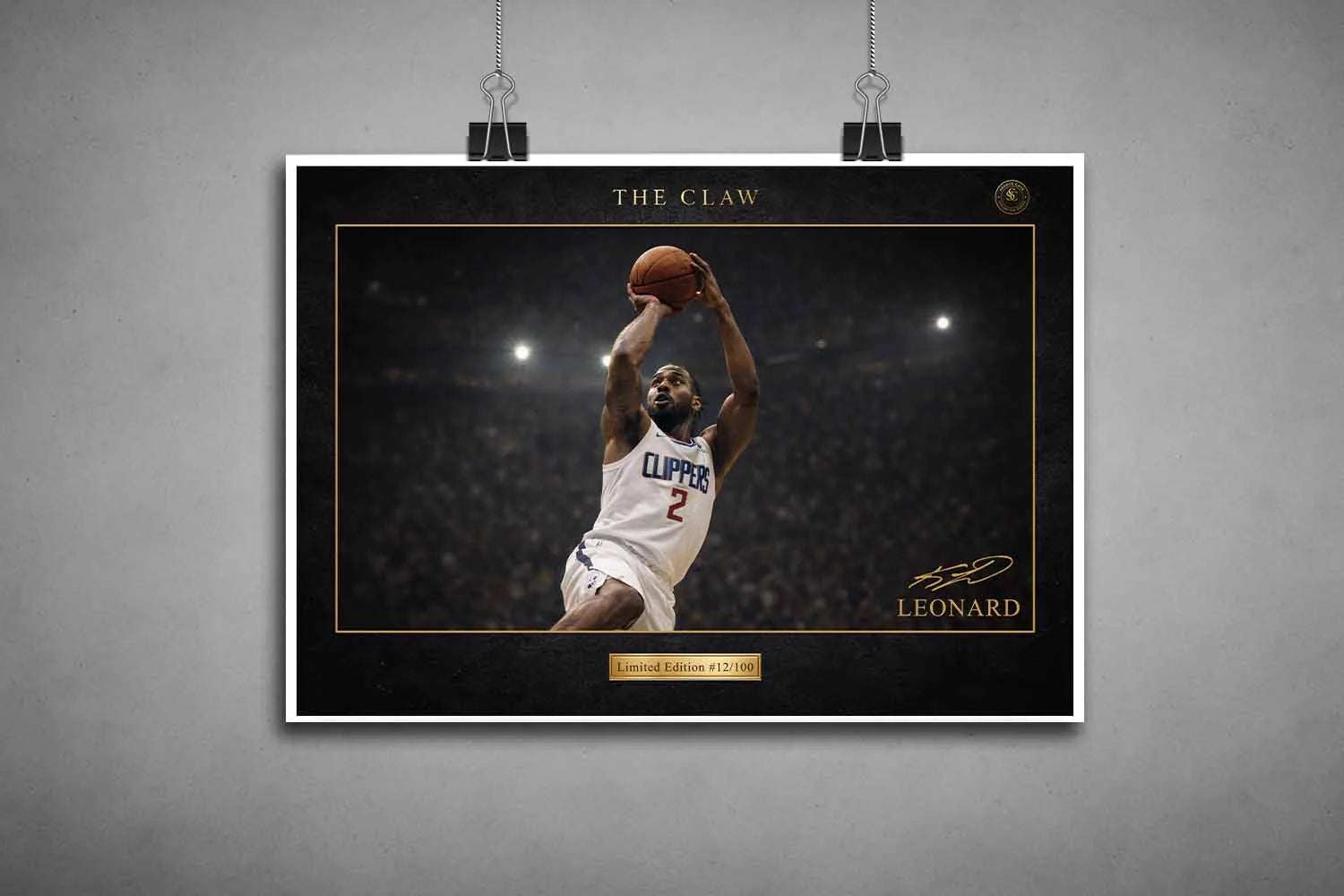 Kawhi Leonard unframed NBA sports wall art print featuring The Claw limited edition design.