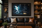 Ken Griffey Jr Mariners framed artwork displayed in modern man cave, man cave wall décor with baseball theme