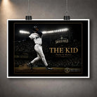 Ken Griffey Jr. The Kid unframed baseball wall art print displayed with a clean white border and hanging clips.