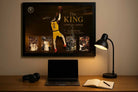 LeBron James motivational wall art displayed above a modern home office desk – premium NBA wall art for entrepreneurs and collectors.