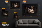 Kobe Bryant 81 points sports wall art size guide showing multiple frame dimensions for perfect NBA display setup