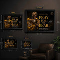 Kobe Bryant Pray For The Bear wall art size guide for framed NBA sports wall art by Sports Cave.