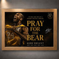 Kobe Bryant Pray For The Bear oak frame NBA sports wall art for man cave decor.