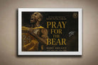 Kobe Bryant Pray For The Bear NBA sports wall art in white frame on textured wall.