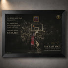Basketball wall art displayed in a black frame with dark collector styling.