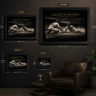 Jackie Robinson Legacy in Motion framed baseball wall art size guide showing Small Medium Large and XL dimensions