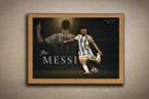 Lionel Messi wall art, Argentina edition — oak-framed by Sports Cave; premium collectible for dedicated football fans.