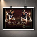Unframed Steve Menzies and Cliff Lyons rugby league wall art design featuring the Manly Legends 1996 premiership tribute.
