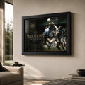 Diego Maradona soccer wall art displayed in a premium living room beside soft natural light.