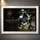 Diego Maradona soccer wall art in a white frame, designed for clean premium football wall decor.