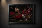 Marcus Rashford Manchester United framed sports wall art in a black frame with premium limited edition design.