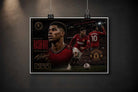 Marcus Rashford Manchester United limited edition sports prints displayed as modern unframed wall décor.