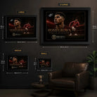 Marcus Rashford wall art size guide showing framed artwork dimensions.