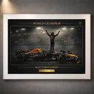 Motorsport wall art displayed in a clean white frame.