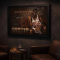 Michael Jordan six rings framed artwork displayed in luxury man cave setting, bold man cave wall décor piece