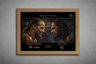 Shawn Michaels vs Bret Hart “The Betrayal” artwork in oak frame, elegant framed sports memorabilia for premium interiors.