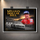 Unframed Bill Elliott Million Dollar Bill motorsport wall art design shown as a print with white border.