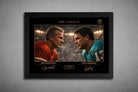 Joe Montana vs Dan Marino The Legacy artwork in black frame, premium sports collectibles capturing iconic NFL quarterback rivalry