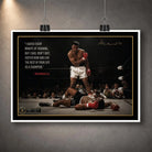 Muhammad Ali Live Like a Champion unframed sports wall art print featuring the iconic knockout scene and motivational quote.