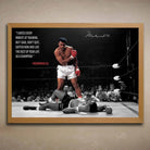 Muhammad Ali wall art with knockout quote in oak frame — Sports Cave