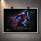 Unframed Neymar Jr Barcelona wall art print clipped on a wall, with a white border and dark football artwork.