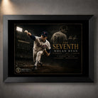 Nolan Ryan The Seventh baseball wall art in a black frame, honoring his record seventh no-hitter with Texas.