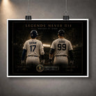 Unframed Ohtani vs Judge baseball wall art design featuring both players beneath stadium lights.