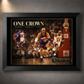 Black framed Jordan vs Barkley basketball wall art featuring the One Crown 1993 design for a collector display.