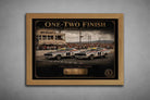 One-Two Finish Bathurst 1977 Ford Falcon XC artwork in an oak frame, premium sports collectibles for collectors.