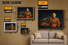 Oscar Piastri framed sports art size guide showing all print options from small to extra large, ideal for premium man cave wall décor.