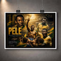 Unframed Pelé Brazil 1970 print featuring historic World Cup celebration, limited edition sports prints for collectors.
