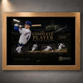 Oak framed Pete Crow-Armstrong baseball wall art featuring The Complete Player reverse-cycle design.
