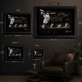 Pete Crow-Armstrong wall art size guide showing Small, Medium, Large and X Large framed dimensions.