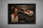 Black-framed Peter Brock Bathurst 1000 Holden Commodore poster, premium sports collectibles shown on grey wall.