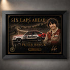 Peter Brock Bathurst 1979 artwork in a black frame, premium sports collectibles for loyal Australian motorsports fans.
