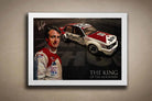Peter Brock King of the Mountain VK Commodore limited edition wall art in white frame.