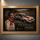 Peter Brock Tribute motorsport wall art in an oak frame, featuring Brock, race car number 05 and Mount Panorama.