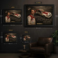 Peter Brock Tribute wall art size guide showing framed options for limited edition motorsport collectors.