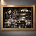 Oak framed Peter Brock motorsport wall art featuring the Where the Legend Began Mount Panorama 1972 design.