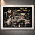 White framed Peter Brock motorsport wall art featuring the Where the Legend Began Mount Panorama 1972 design.