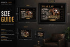 Phar Lap horse racing sports wall art size guide showing small, medium, large and extra large frames.