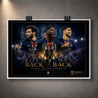 Unframed PSG Back To Back wall art print with black border, gold detailing and limited edition finish.