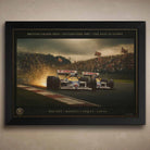Nigel Mansell passes Nelson Piquet at Stowe, British Grand Prix 1987 — “Red Five” limited edition framed motorsport wall art