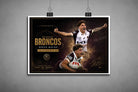 Reece Walsh Brisbane Broncos unframed print, high-quality sports art prints showcasing dynamic rugby league action